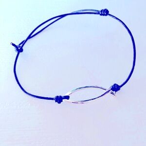 LA Gems Leather sterling silver leather fish adjustable bracelet